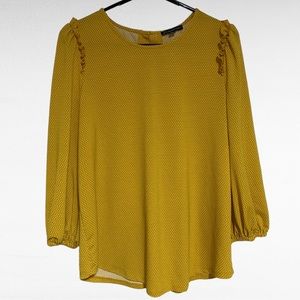 Adrianna Papell Yellow Long Sleeve Blouse (M)